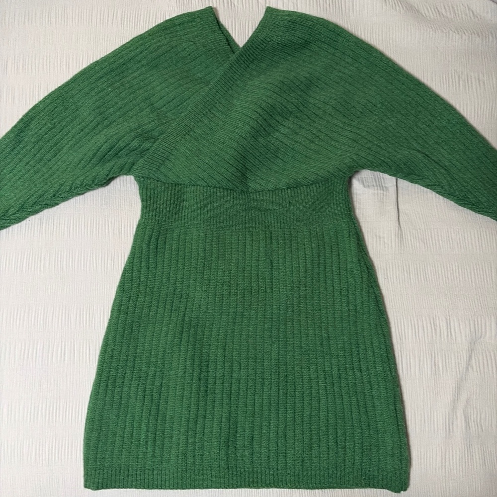 green sweater dress